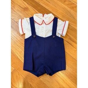 Vintage Infant Romper Baby 6-9 MOS 2 Piece Retro Outfit Overalls Betti Terrell